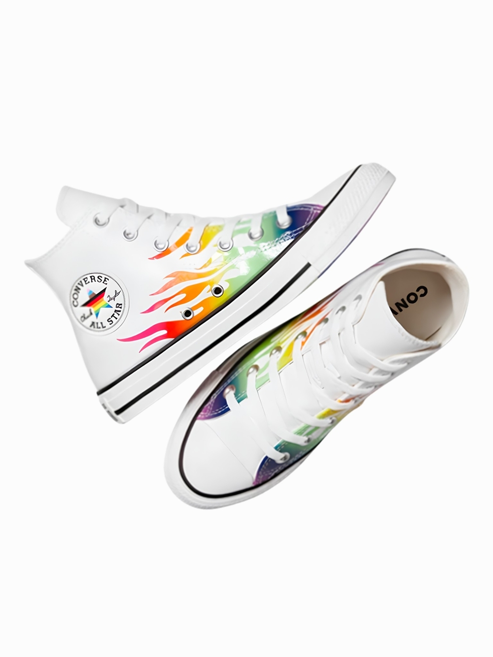 🌈 NWT Converse Chuck Taylor High Top "Pride 2025" Rainbow Flames 🌈 W 7.5 M 5.5
